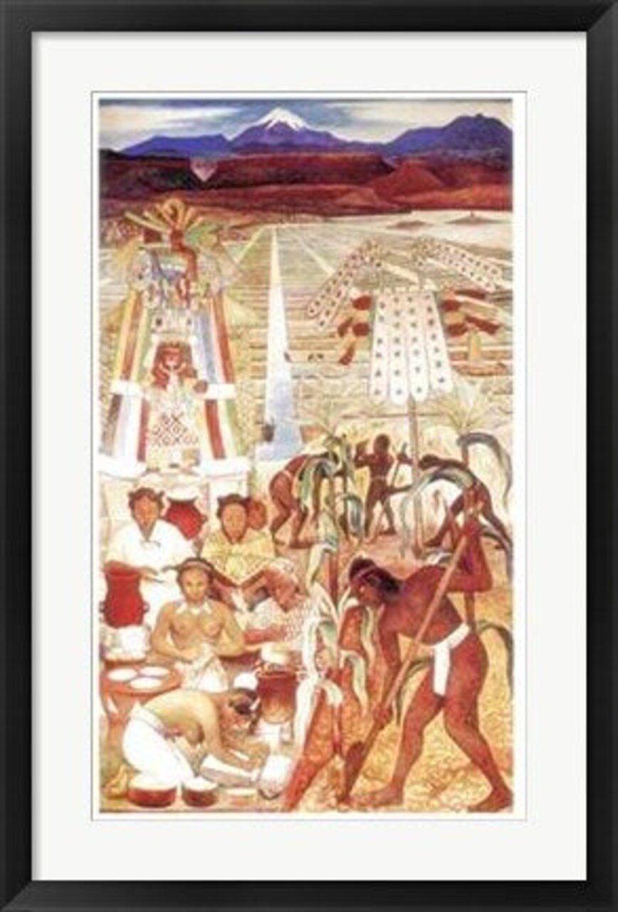 Framed Art Civilizacion Huasteca by Diego Rivera - Mexican Mural for Home Decor